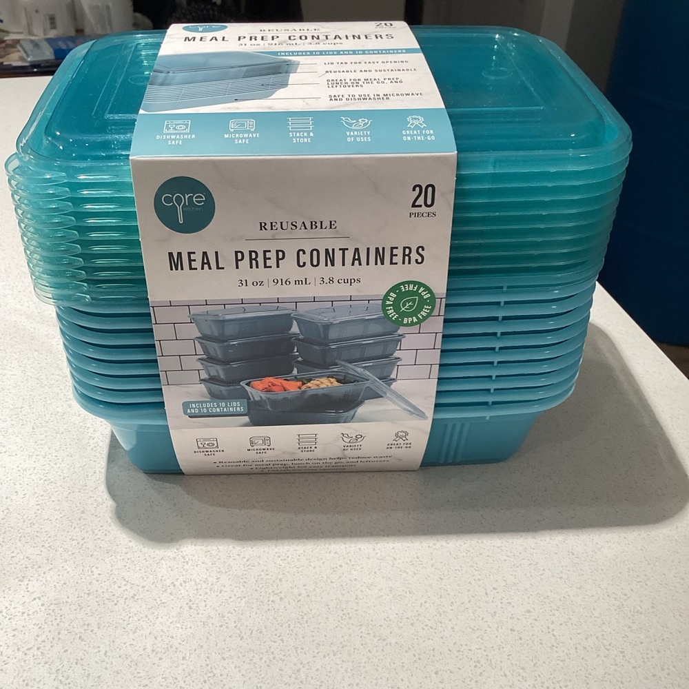 Core Kitchen Reusable Meal Prep Containers 20 pieces including Lids New